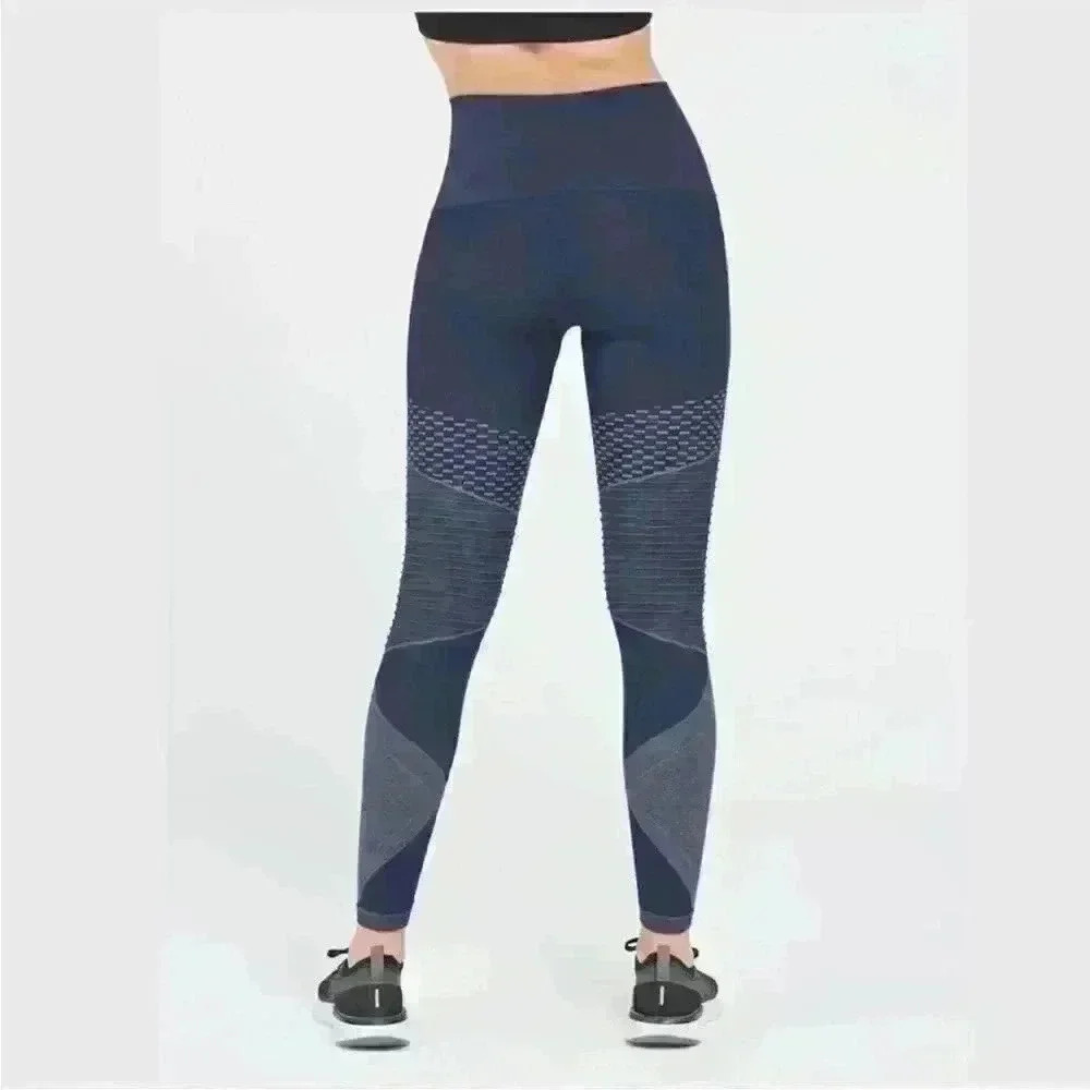 NWT Spanx Navy Blue Indigo Sky Look at Me Now Seamless Moto Leggings Sz L